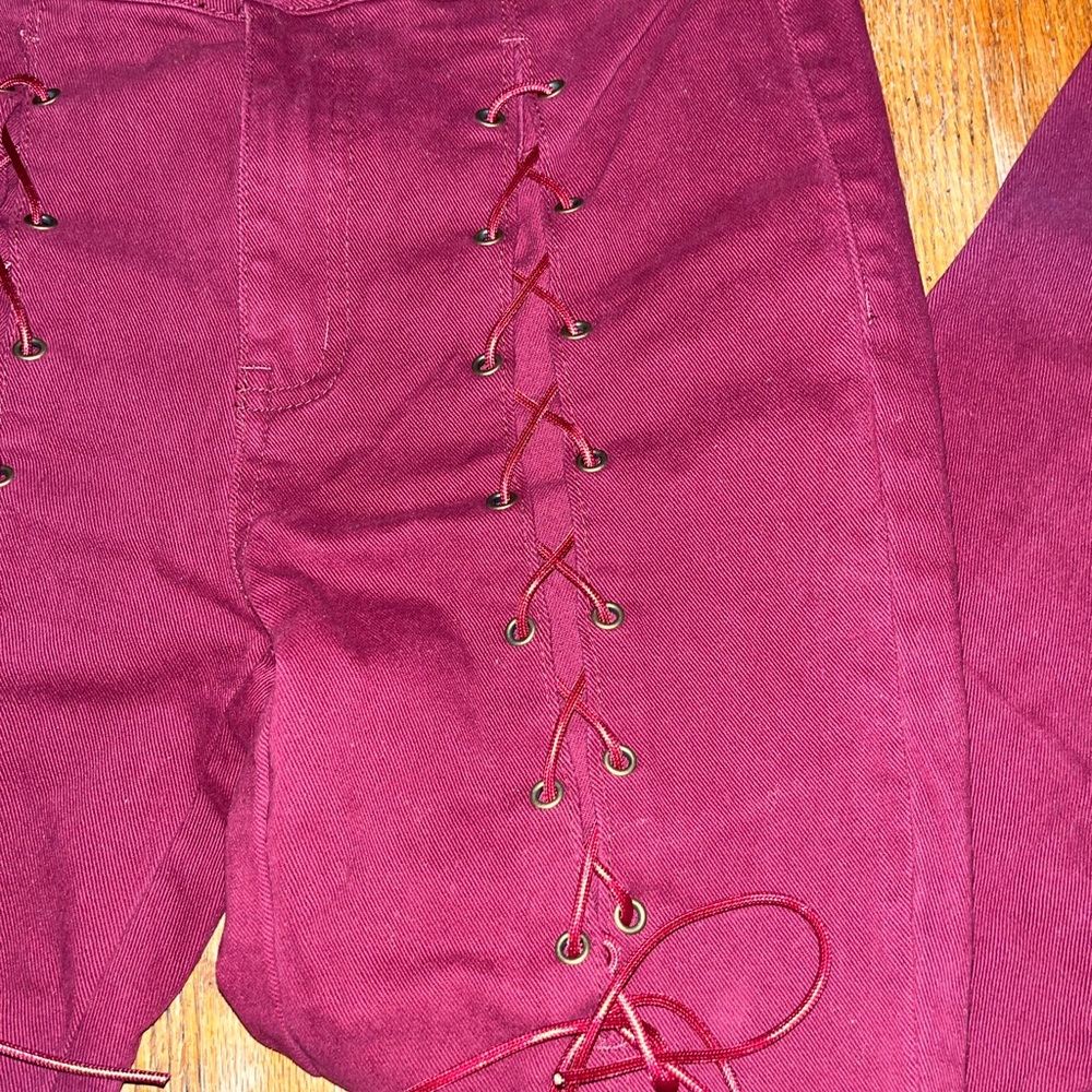 Maroon tie up flared pants size medium - Picture 4 of 9
